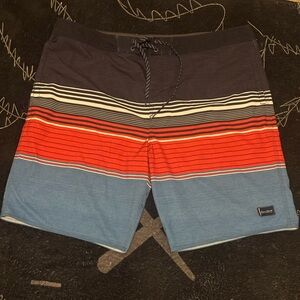 Men's Striped Swim Shorts - Red, Blue size 38